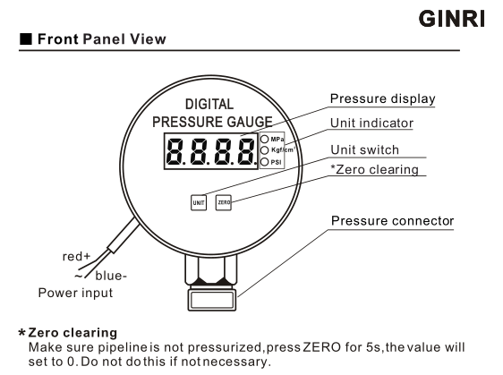 AC380V Digital Pressure Gauge , Water Pressure Gauge  0-1 Mpa 145Psi